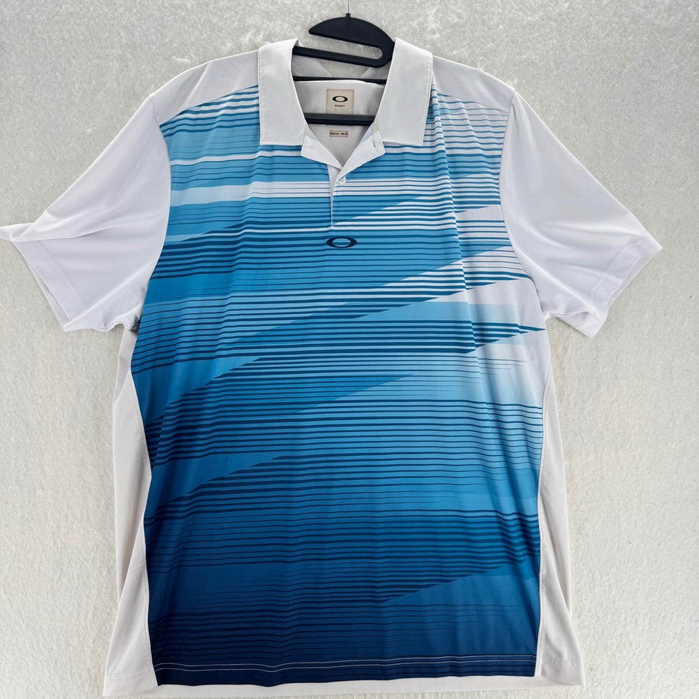Oakley - Polo Shirt Geometric Stripe Performance - Blue/White - 2XL - Mens